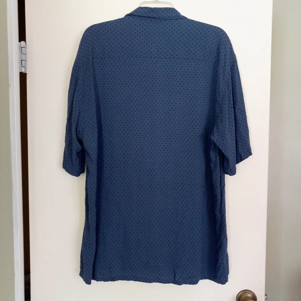 Campia Moda men's size L blue polka dot button down short sleeve shirt - Picture 2 of 7